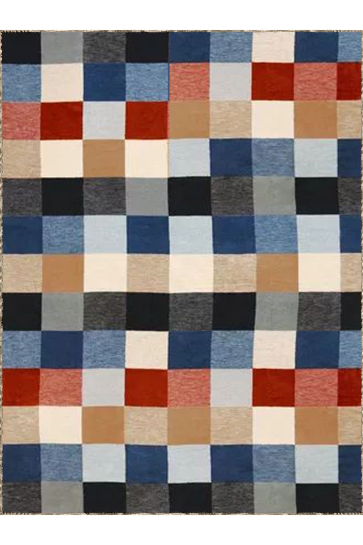 Ametist Serisi Çok Renkli Piksel Patchwork Desenli Dokuma Taban Modern Dekoratif Halı ametist34