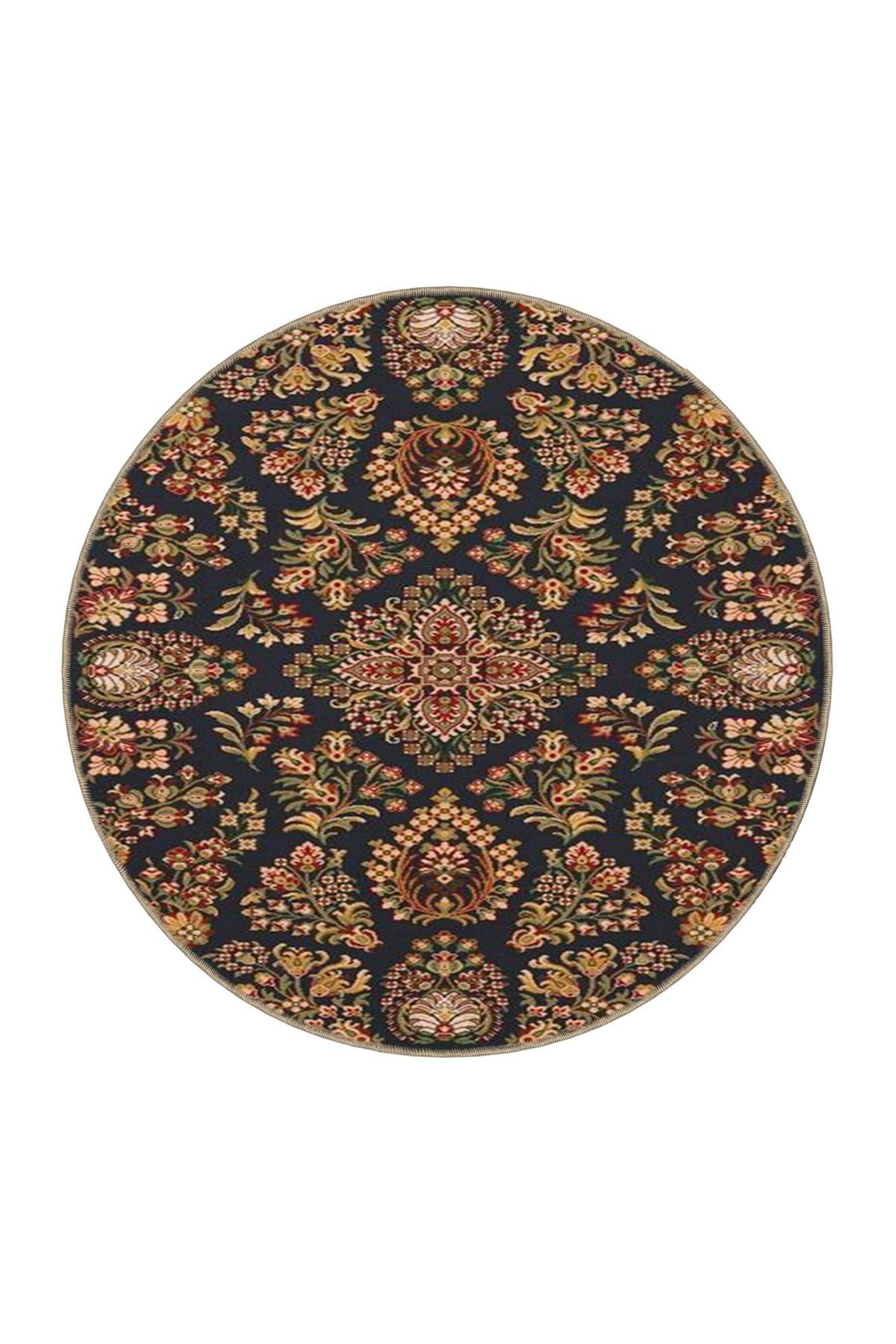 Turuncu Kahverengi Renklede Geleneksel Modern Dekoratif Halı miravip54