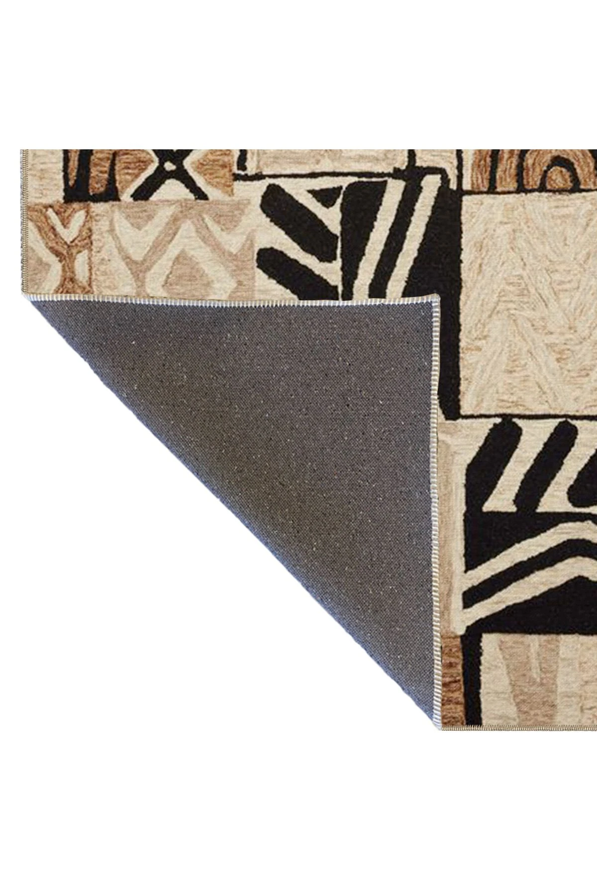 Krem ve Lacivert Renkli Geleneksel Desenli Dokuma Taban Halı miravip385