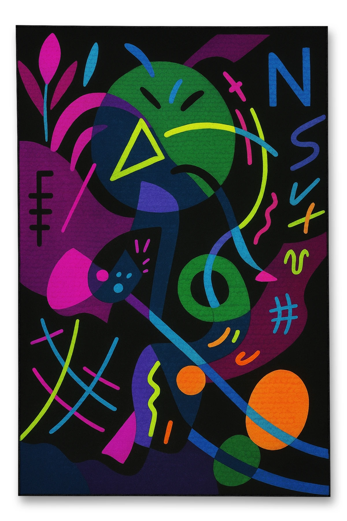 MOSSO Grafiti Motifli Desen Dokuma Taban Vintage Dekoratif Halı mosso904