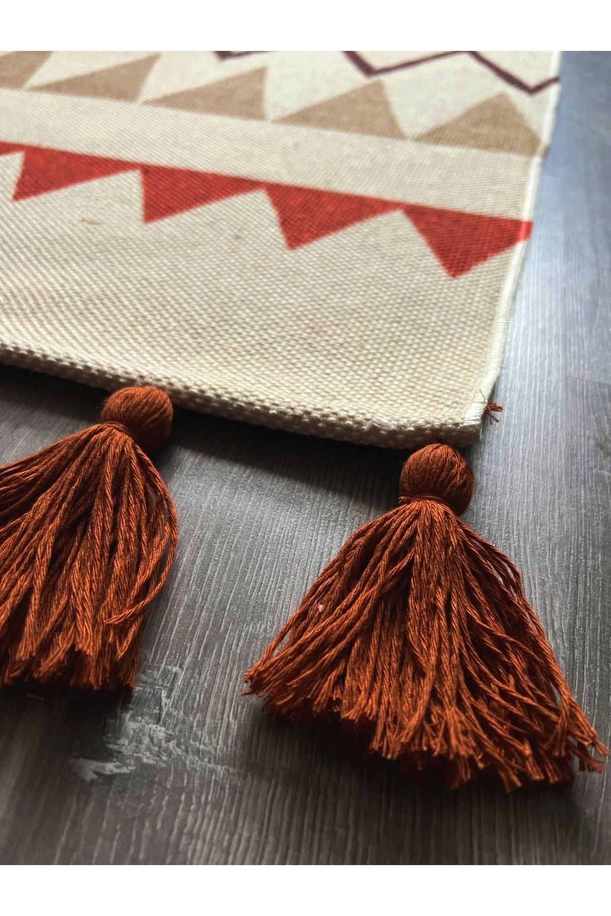 Cotton 566 Iskandinav Desenli Ekru Dokuma Taban Kilim