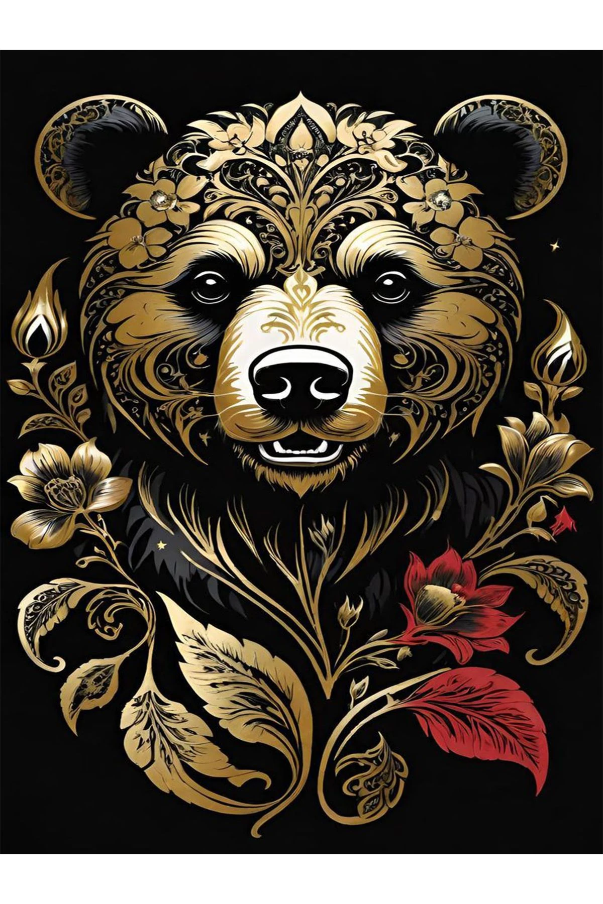 Yılmaz Koleksiyonu Siyah Sarı Kreatif  Ayı Desenli Dokuma Taban Modern Dekoratif Halı yılmaz28