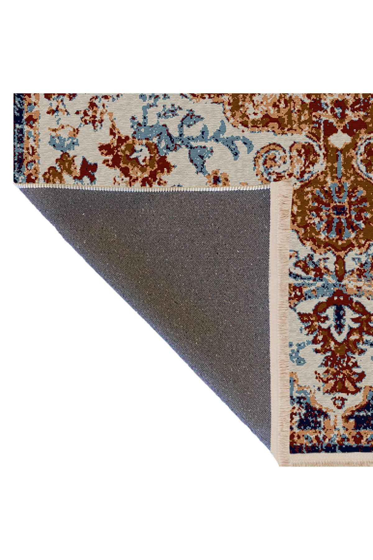 Mira Mavi Sarı Temalı Geleneksel Motif Desenli Vintage Dekoratif Halı Mira 1575