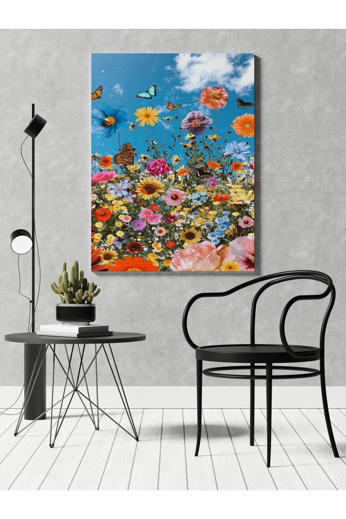 Kanvas Tablo Mavi Gök Altında Floral Temalı Modern Tablo