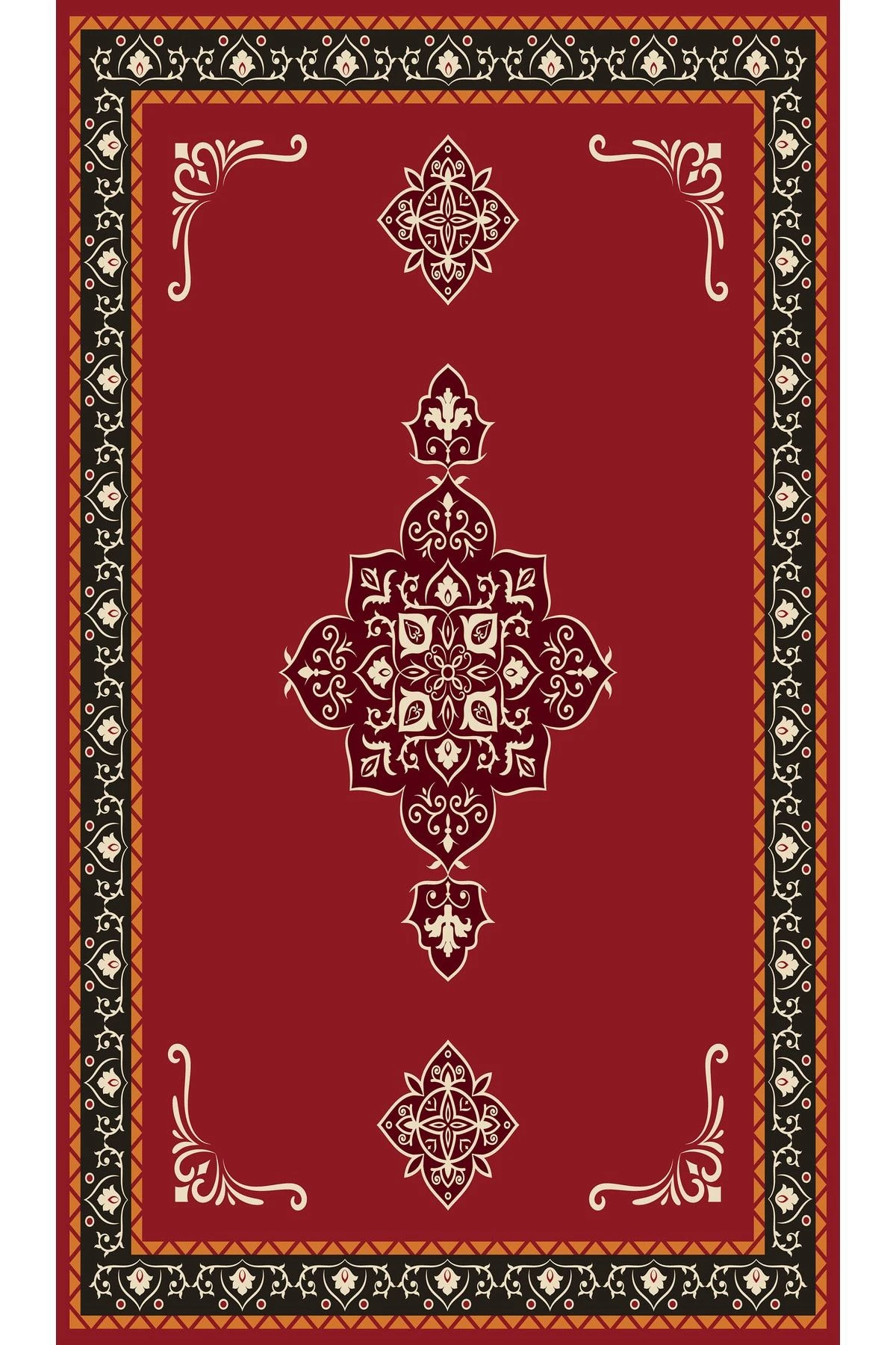 Kırmızı Etnik Geometrik Desenli Seccade 70x120