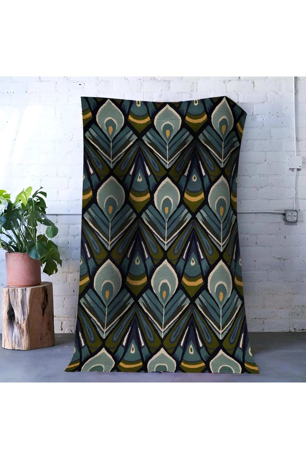 Çok Renkli Soyut Desenli Sürrealist Modern Dekoratif Halı 1677