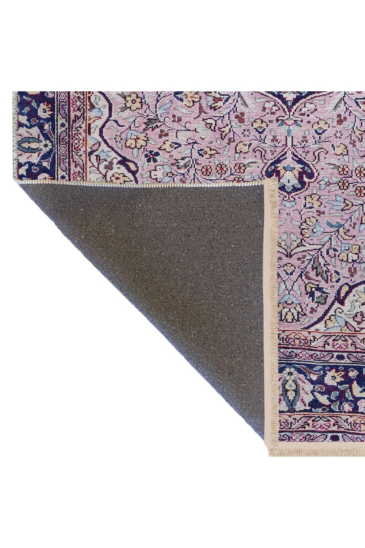 Pudra Lacivert Temalı Geleneksel Motif Etnik Desenli Kreatif Vintage Dekoratif Halı 2465