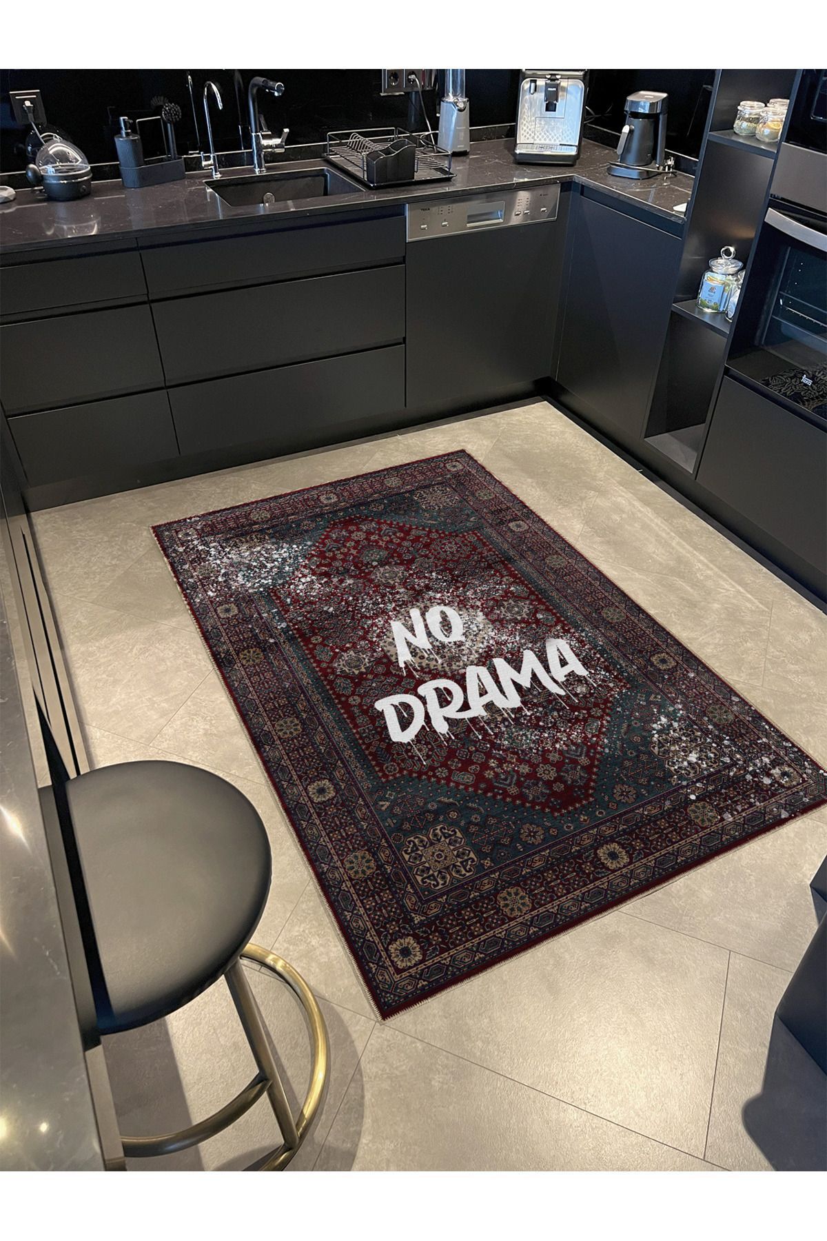 Written Koleksiyonu No Drama Yazılı Desenli Kreatif Modern Dekoratif Halı 01