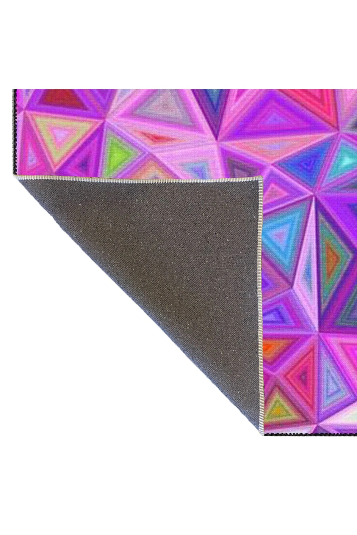 Mor Pembe Temalı Kristal Geometrik Desenli Modern Dekoratif Halı 3843