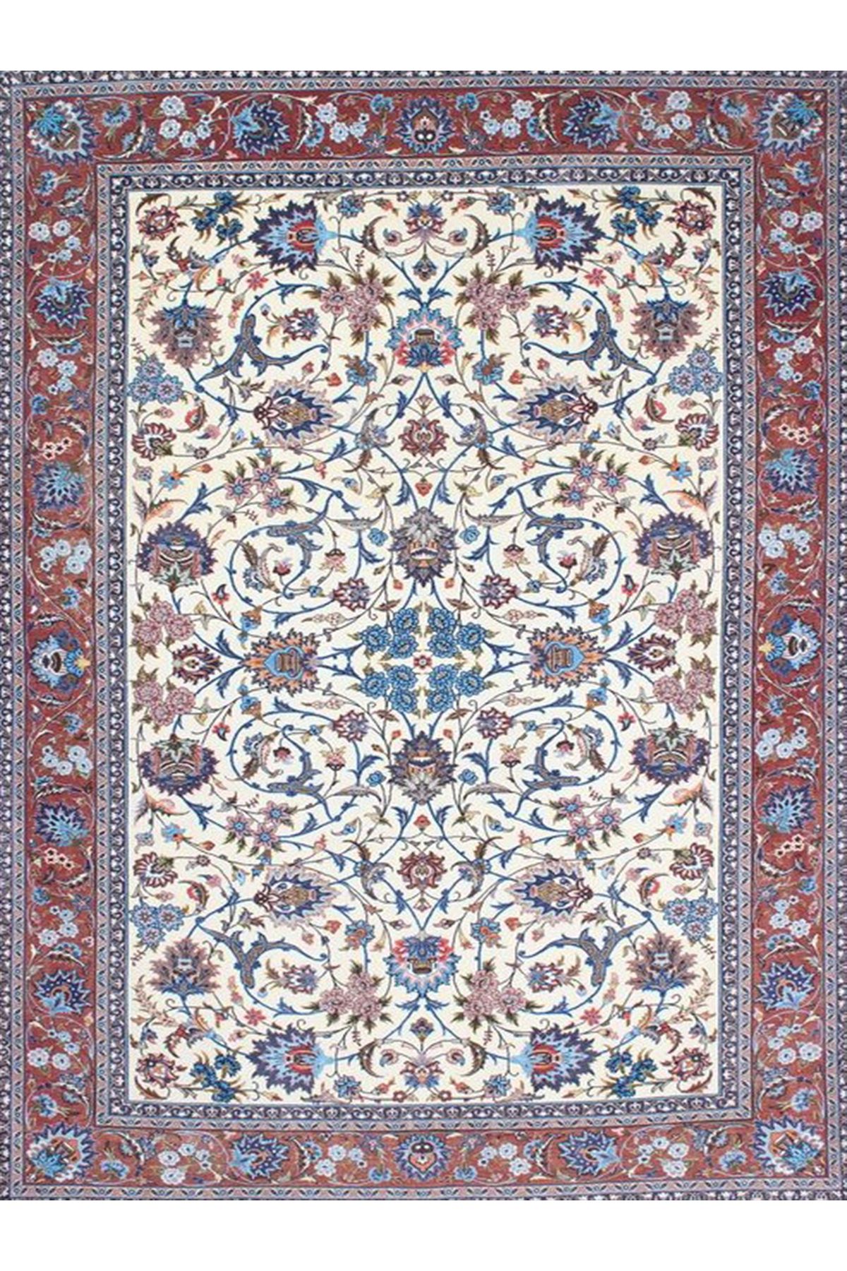 Cansu Koleksiyonu Mavi Detaylı Desenli Dokuma Taban Modern Dekoratif Halı cansu33