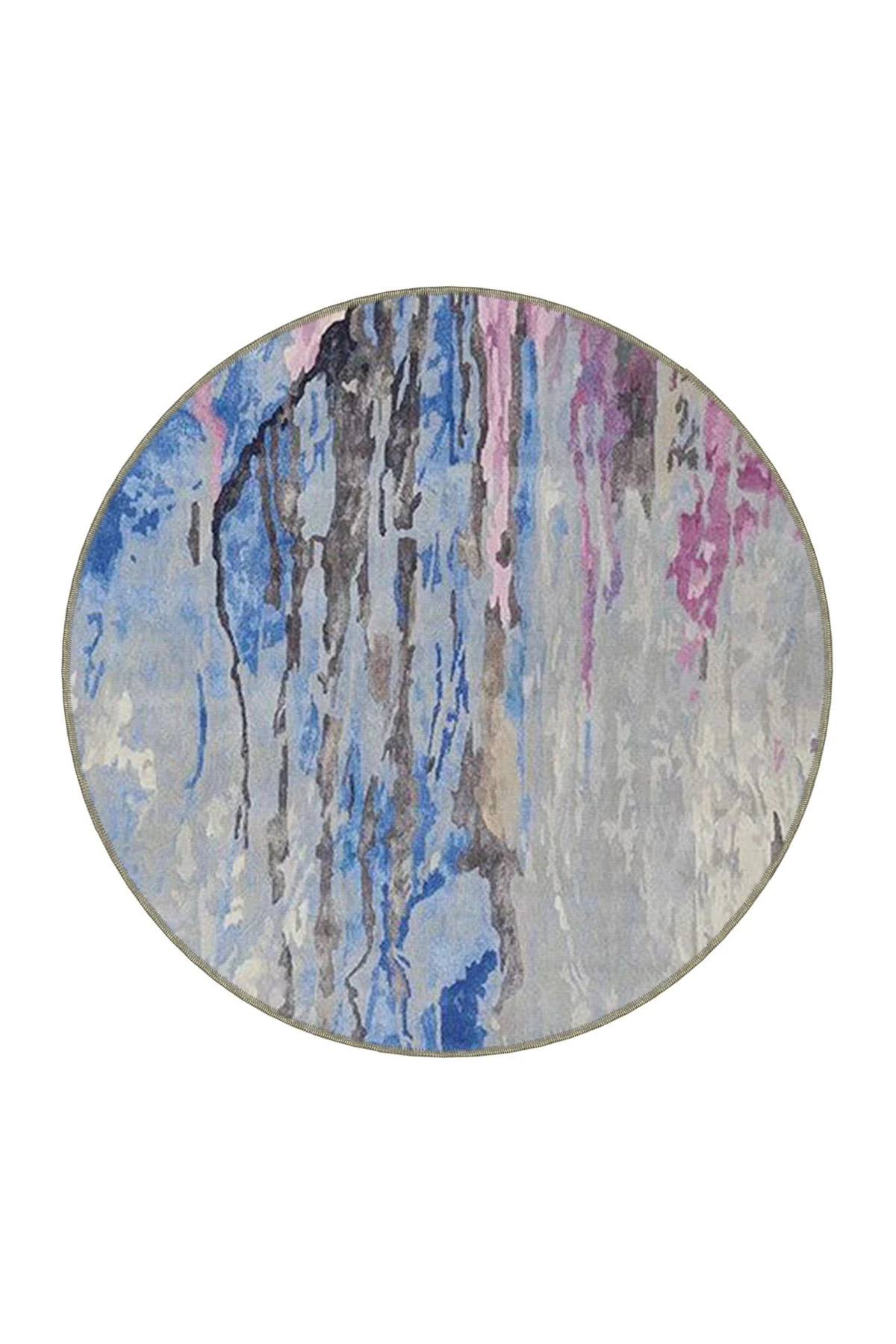 Pembe Mavi Temalı Soyut Mermer Desenli Kreatif Modern Dekoratif Halı 3984