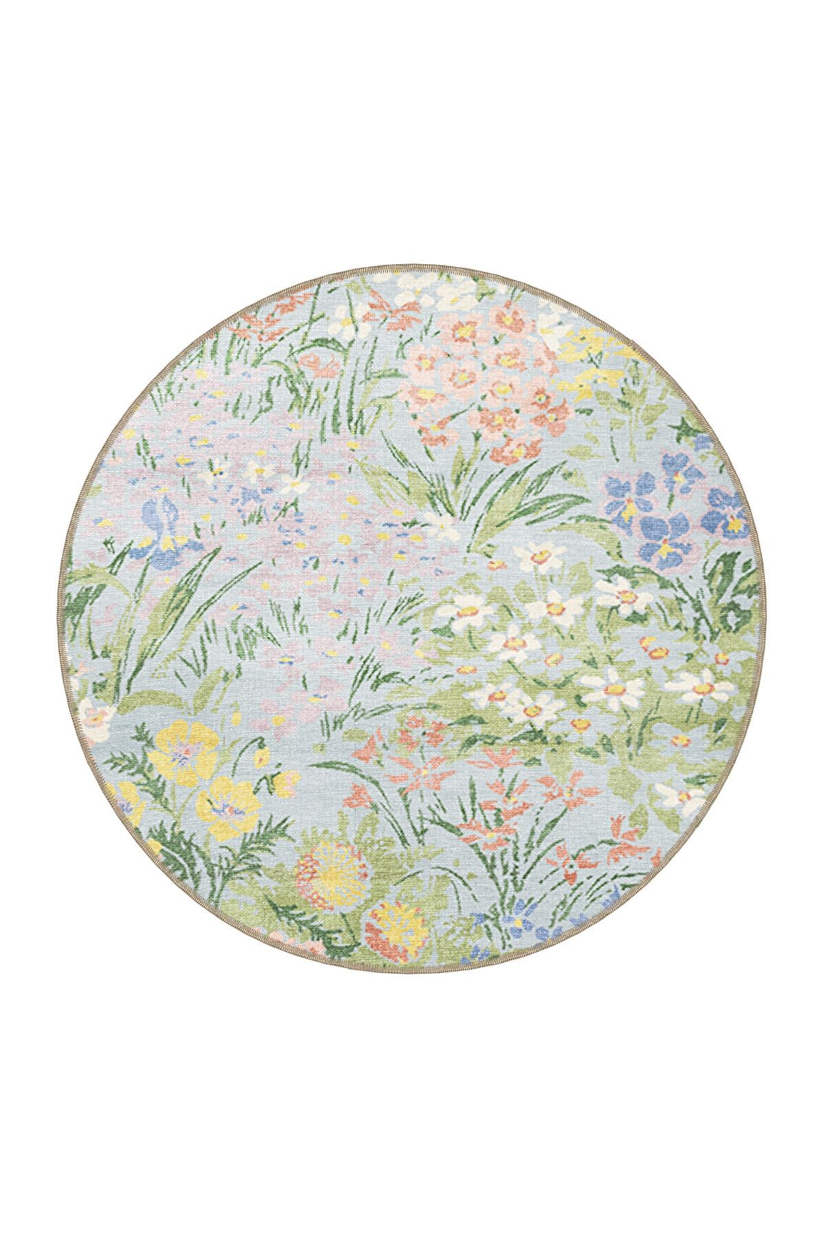 Floral Temalı Çok Renkli Çiçek Desenli Kreatif Modern Dekoratif Halı 3427