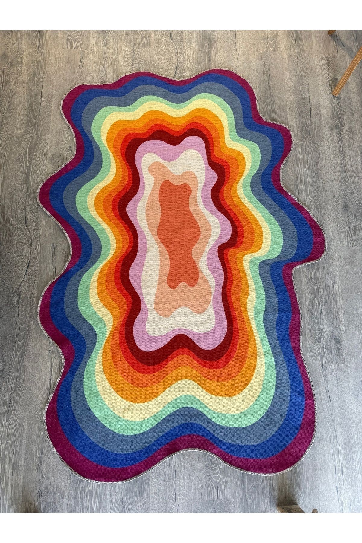 Opal Çok Renkli Asimetrik Desenli Dokuma Taban Modern Dekoratif Halı opal03