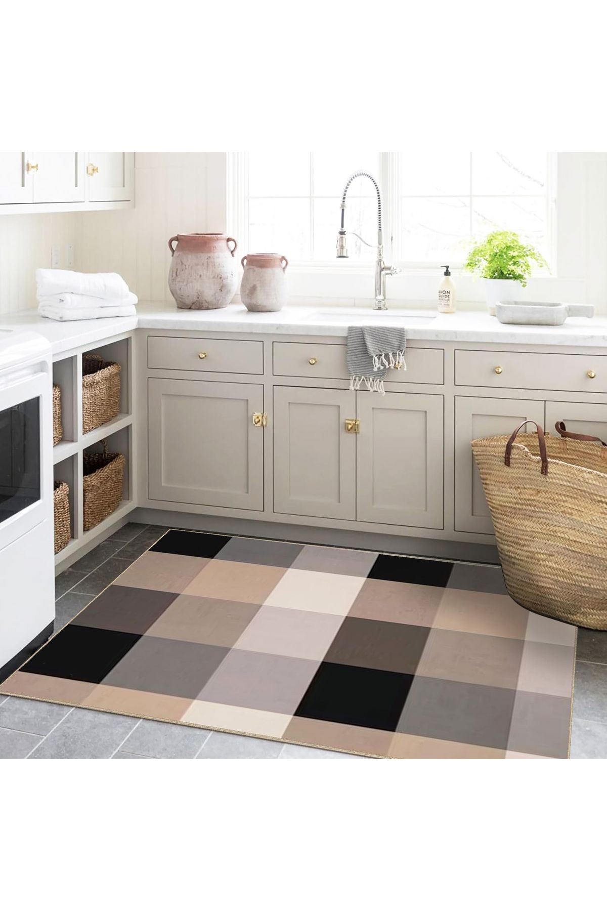 Ametist Serisi Gri Kahve Tonlar Patchwork Detay Desenli Dokuma Taban Modern Dekoratif Halı ametist28