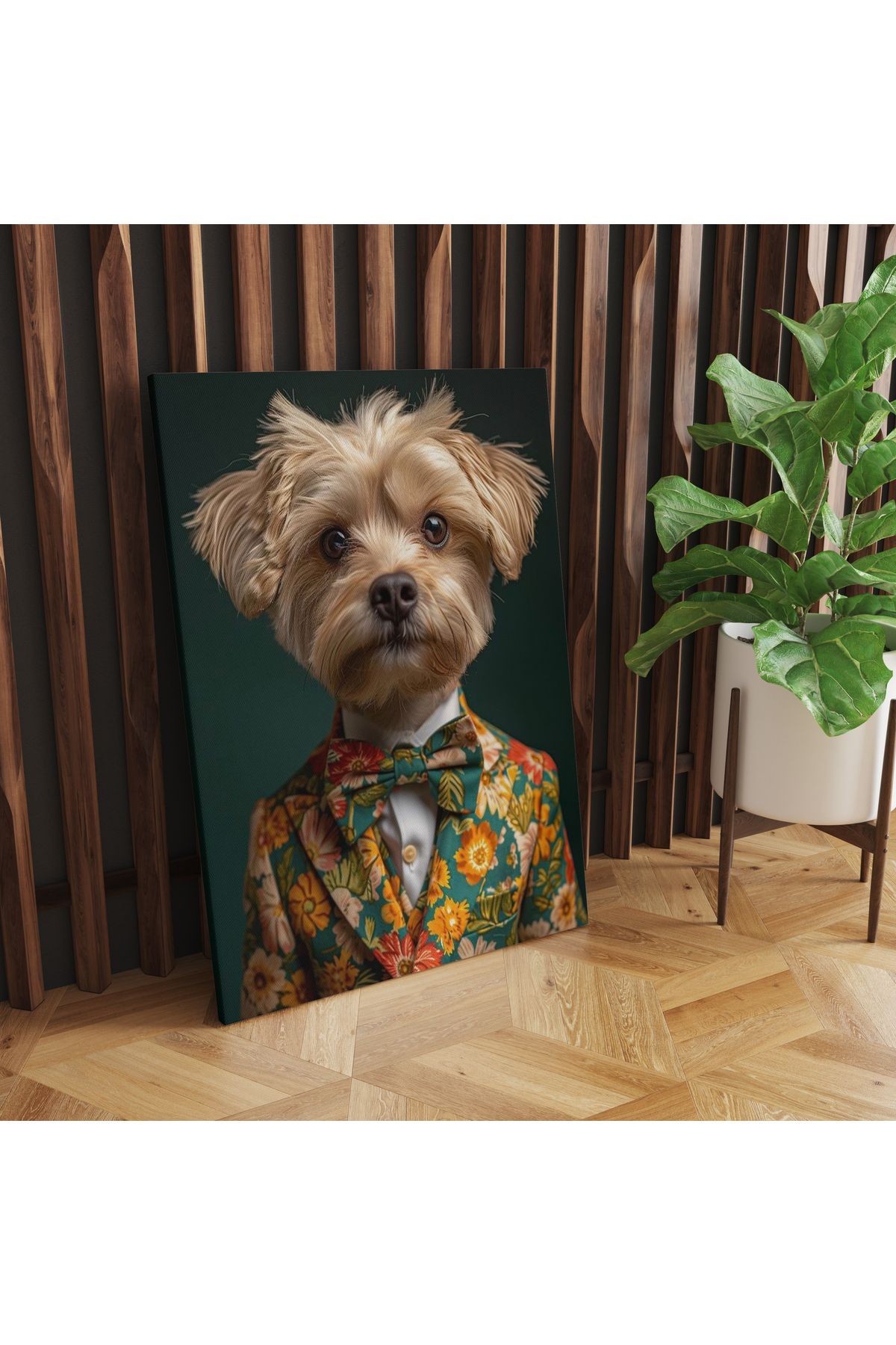 Kanvas Tablo Takım Elbiseli Sevimli Köpek Desenli tablo5007