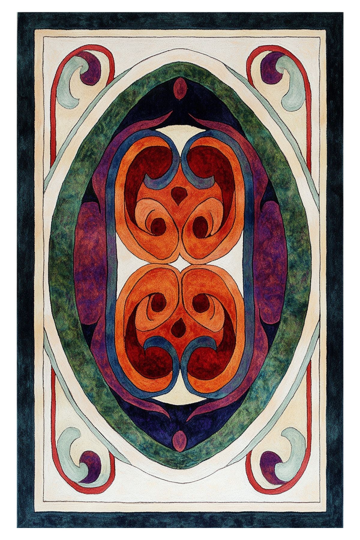 Nora Art Soyut Desen Çok Renkli Dokuma Taban Modern Dekoratif Halı noraart35