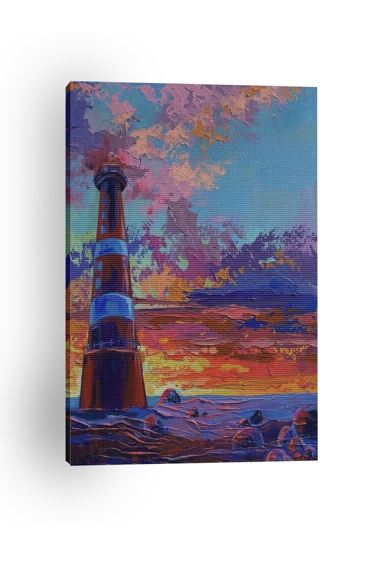 Kanvas Tablo Deniz Feneri Desenli Modern Tablo
