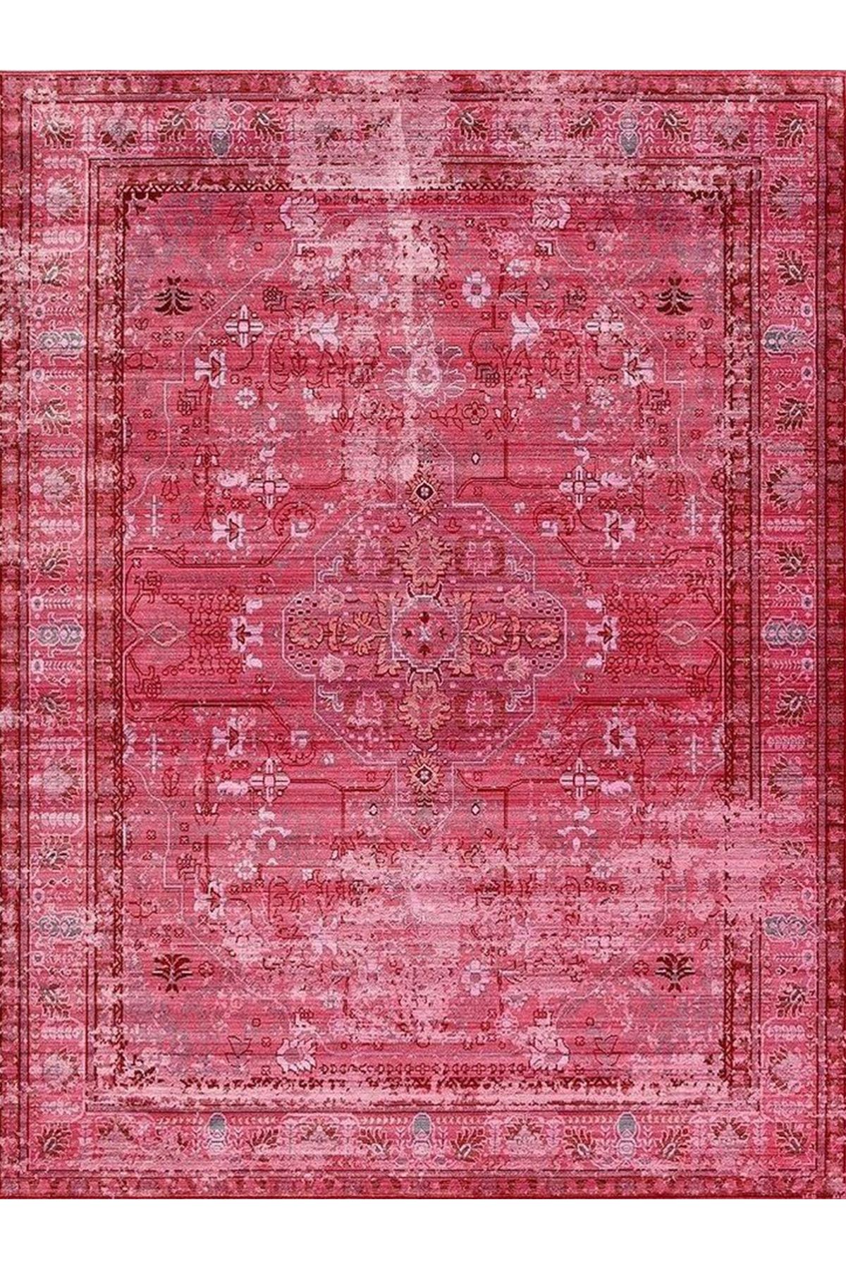 Güney Koleksiyonu Pembe Temalı Geleneksel Desenli Vintage Dekoratif Halı 11