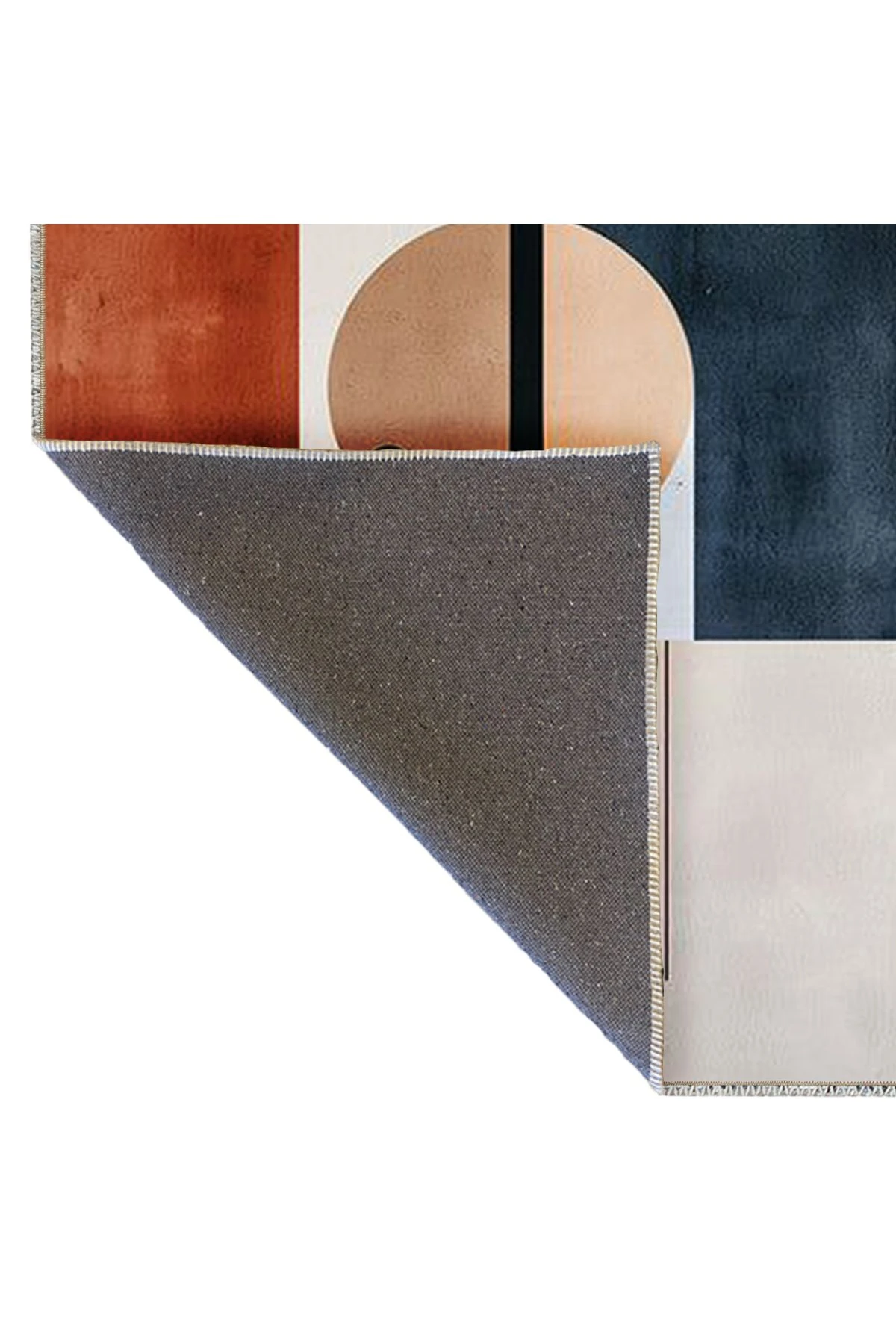 Emre Koleksiyonu Çok Renkli Karma Soyut Şekiller Desenli Dokuma Taban Modern Dekoratif Halı 48