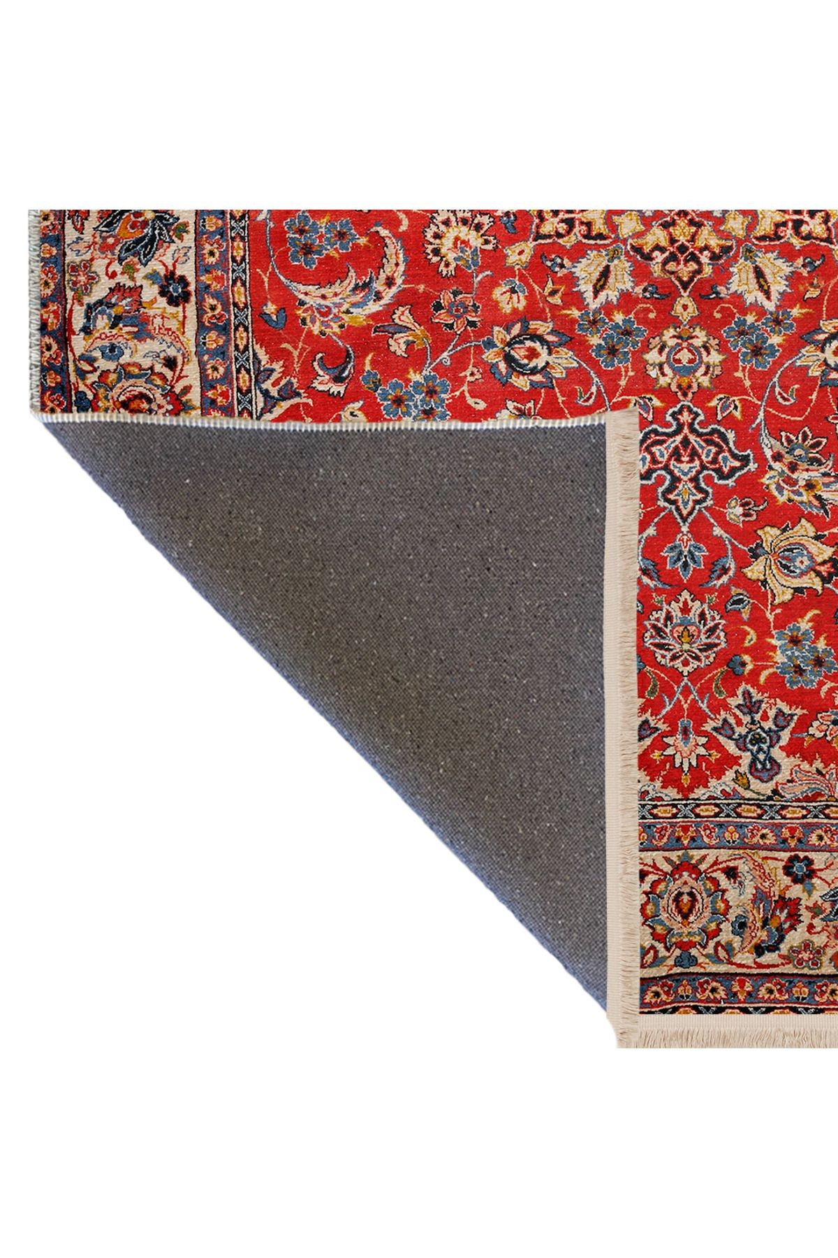 Bordo Temalı Çok Renkli Geleneksel Motif Etnik Çiçek Desenli Vintage Dekoratif Halı 2474