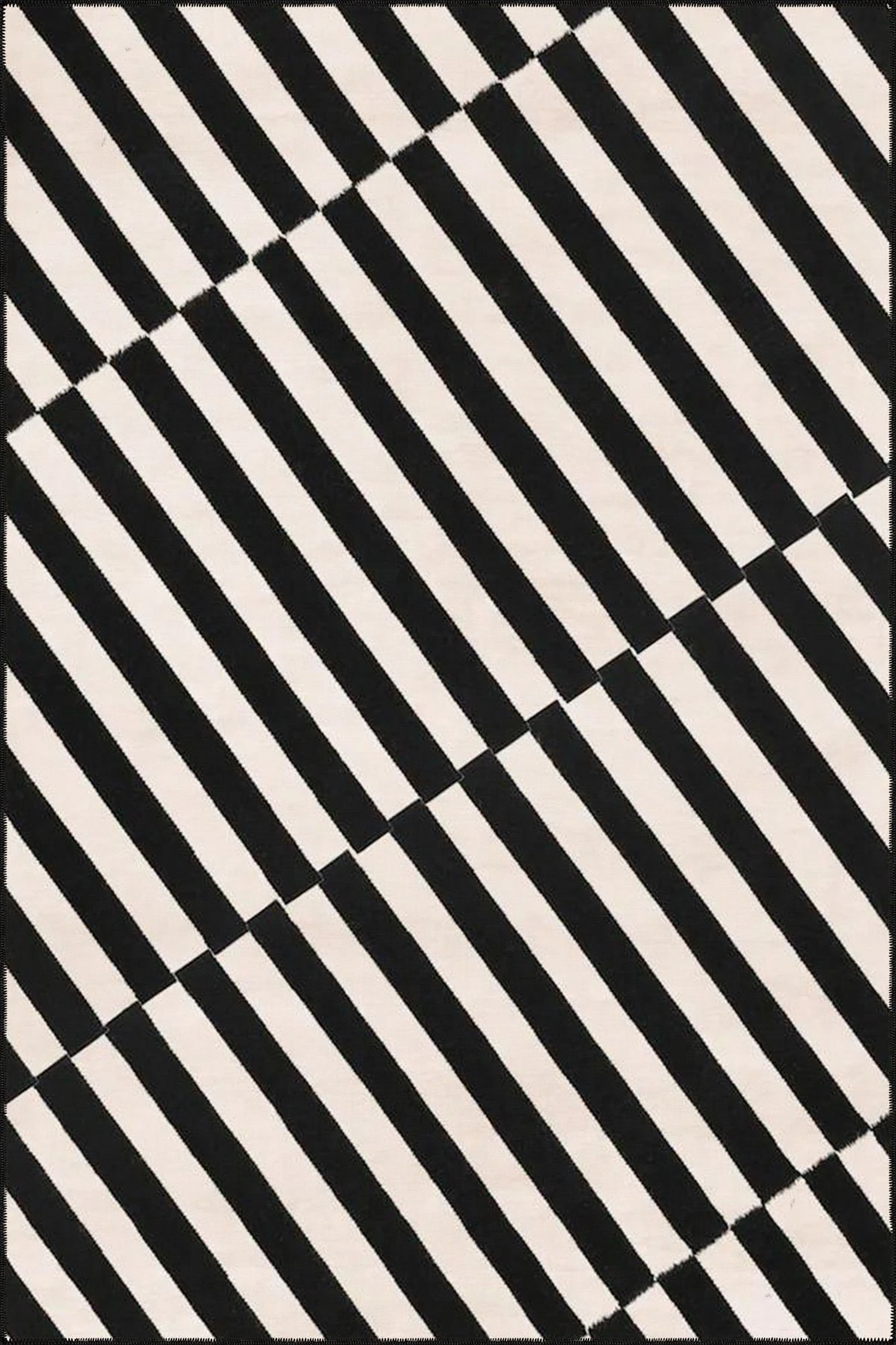 Modern Siyah Krem Çapraz Desenli Renkli Dekoratif Halı miravip605