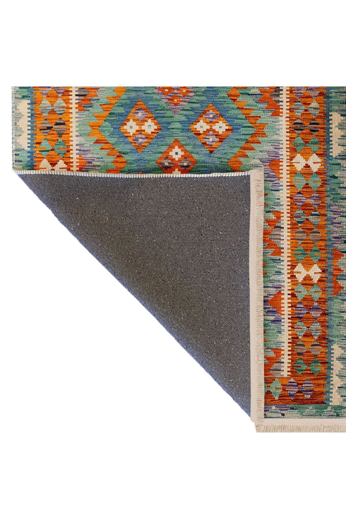 İnci Koleksiyonu Mavi Tema Etnik Geleneksel Desenli Dokuma Taban Vintage Dekoratif Halı inci43