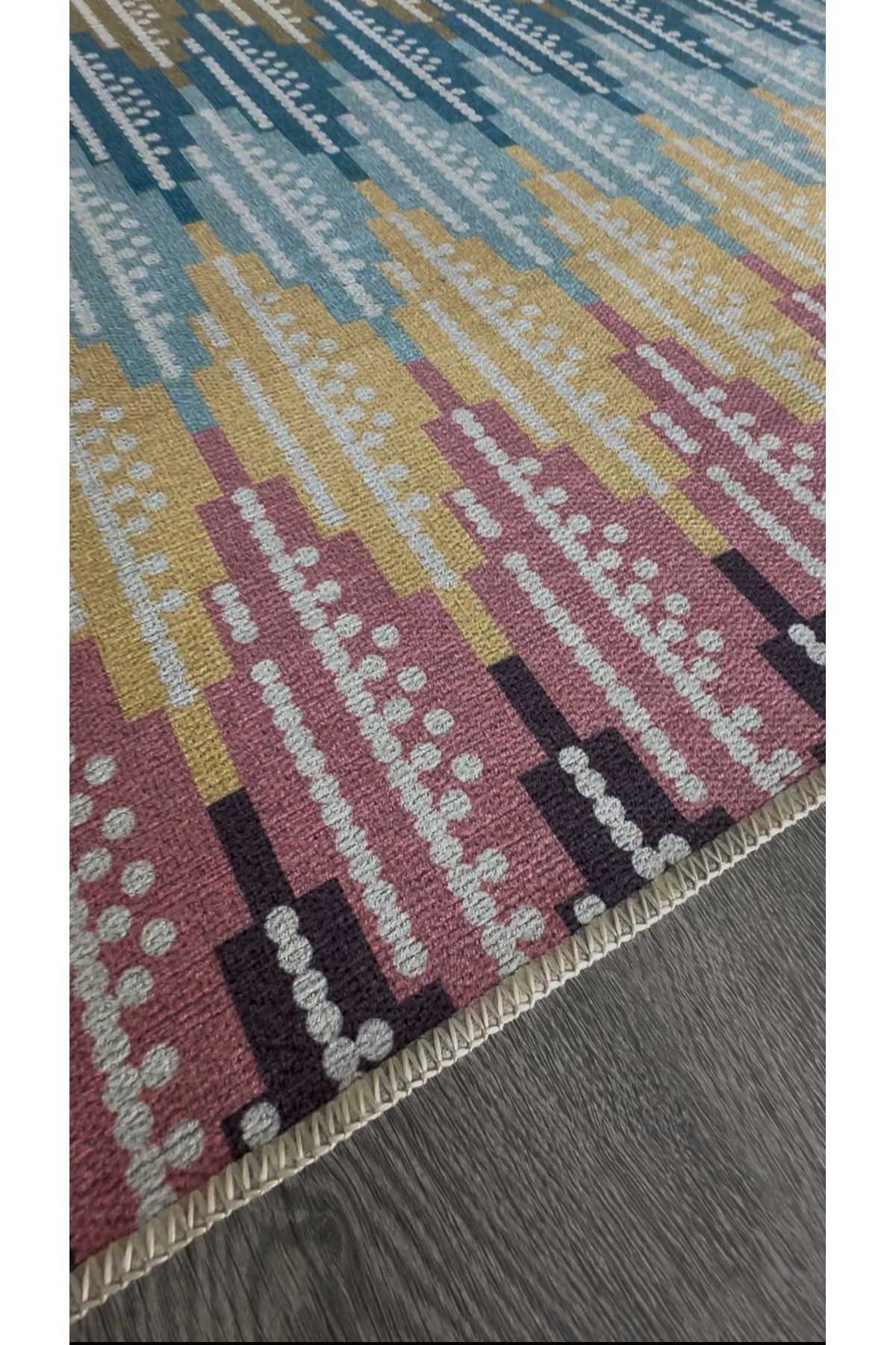Opal Çok Renkli Etnik Desenli Dokuma Taban Modern Dekoratif Halı opal06