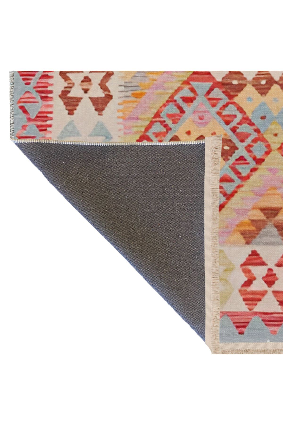 Çok Renkli Geleneksel Motif Kelebek Desenli Vintage Dekoratif Halı 1958