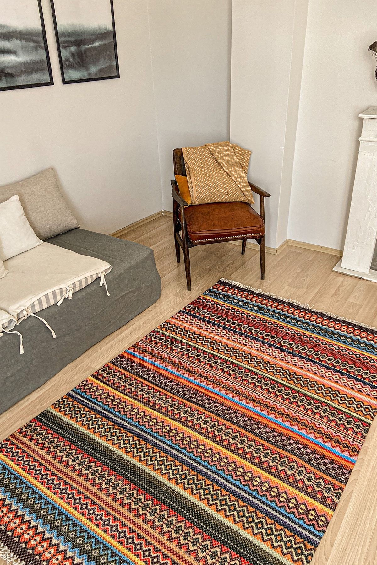 Kilim Alara Multy 3205 Çok Renkli Çift Taraflı Dokuma Kilim Halı