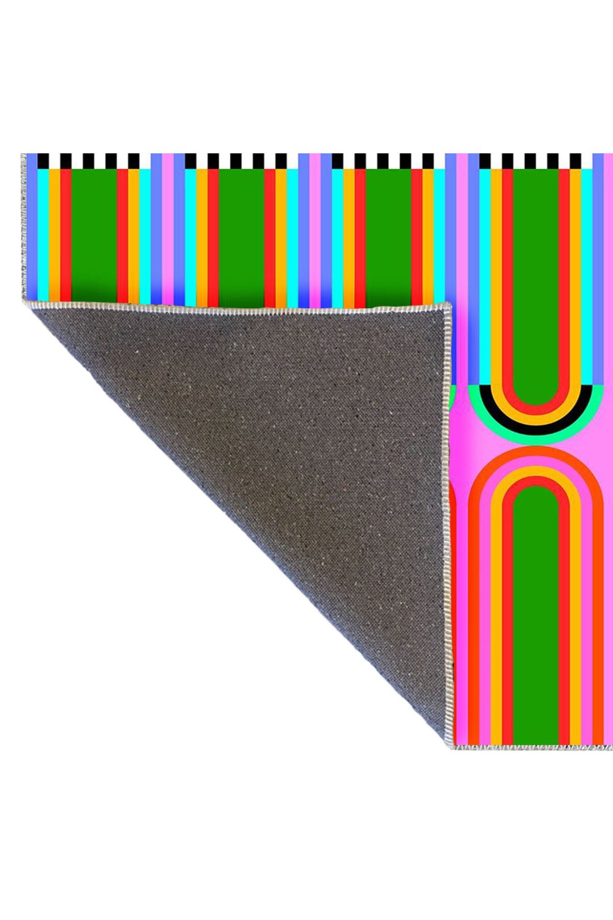 Kubilay Koleksiyonu Çok Renkli Soyut Geometrik Detay Desenli Dokuma Taban Modern Dekoratif Halı 21