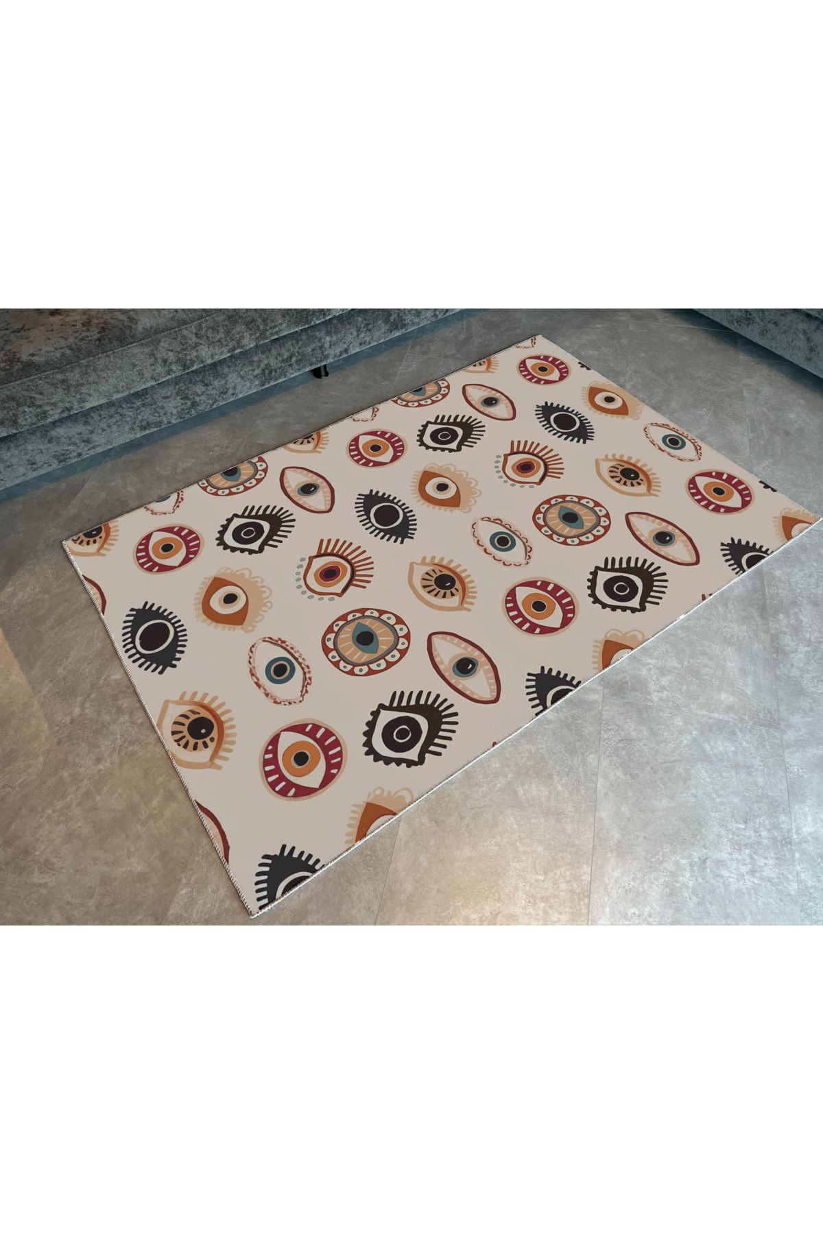 Çok Renkli Etnik Göz Desenli Modern Dekoratif Halı 1652