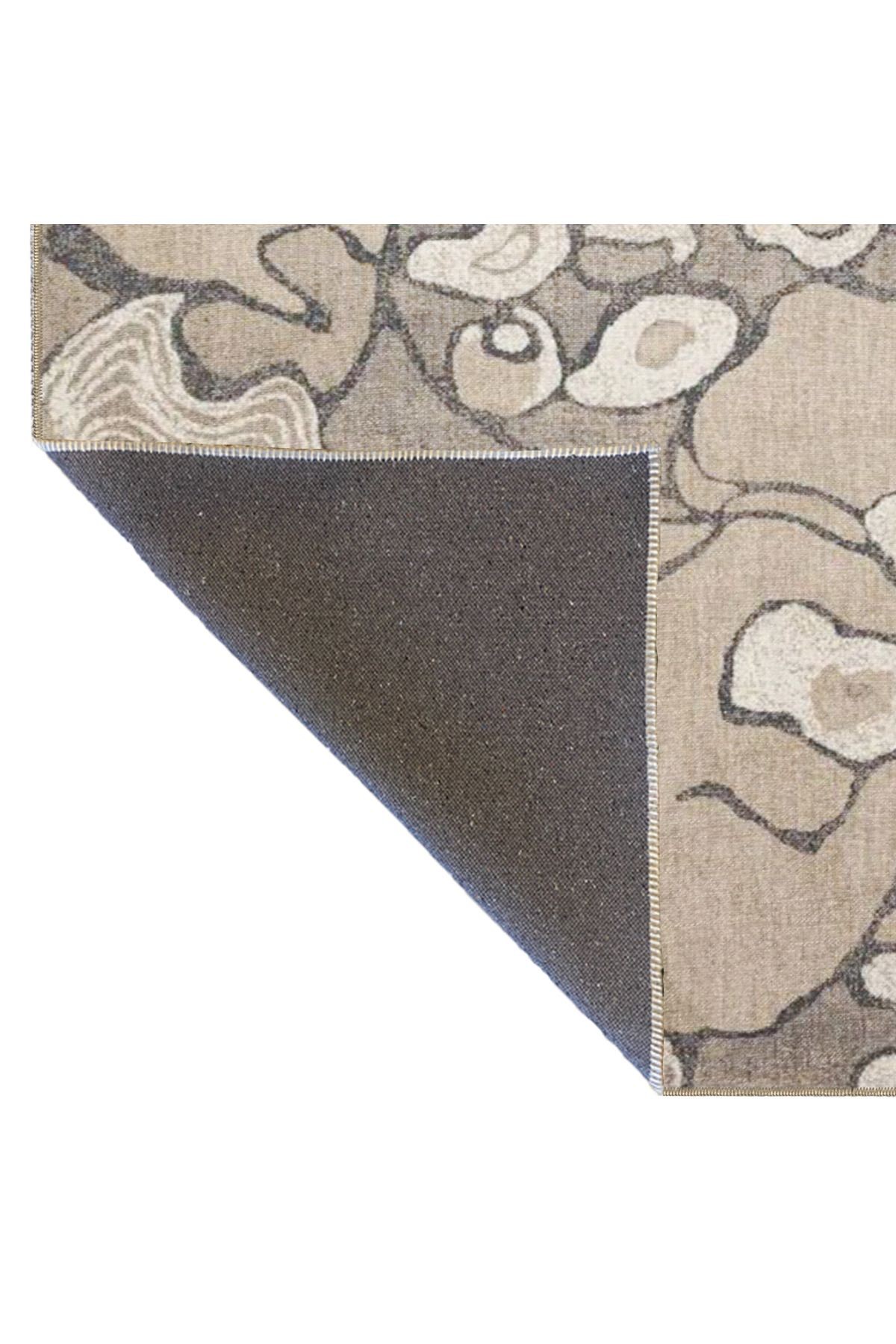 Bej Gri Temalı Soyut Abstract Desenli Kreatif Modern Dekoratif Halı 3913