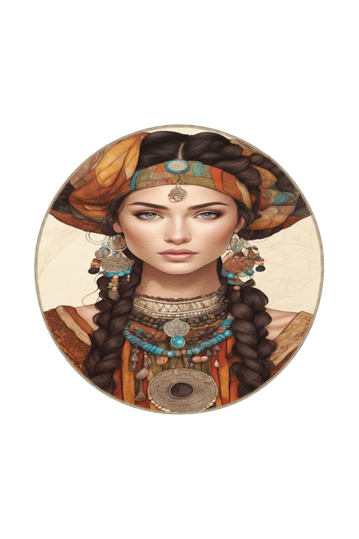 Kahverengi Kız Desenli DokumaTaban miravip769