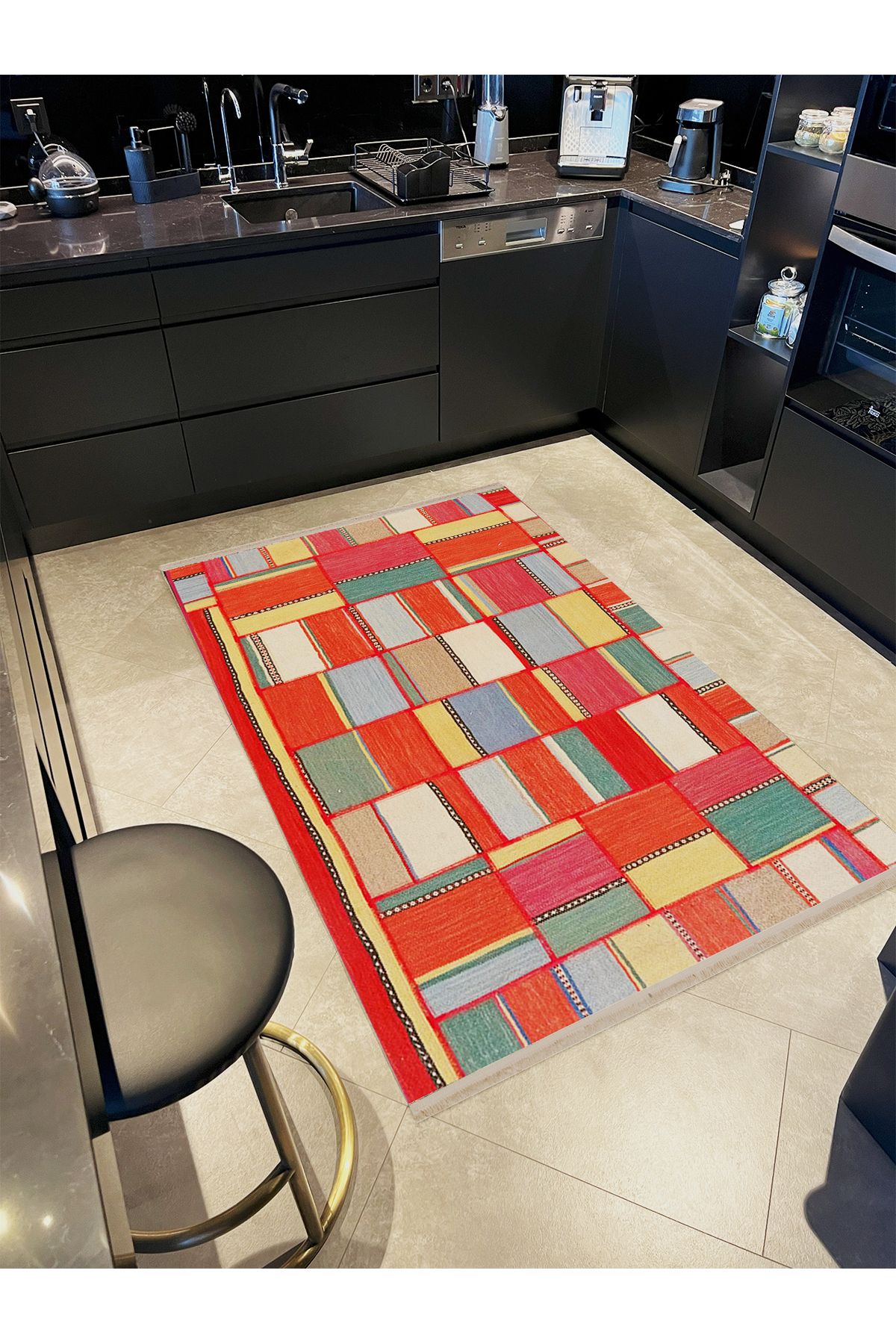 Güney Koleksiyonu Çok Renkli Geometrik Desenli Kreatif Modern Dekoratif Halı 31