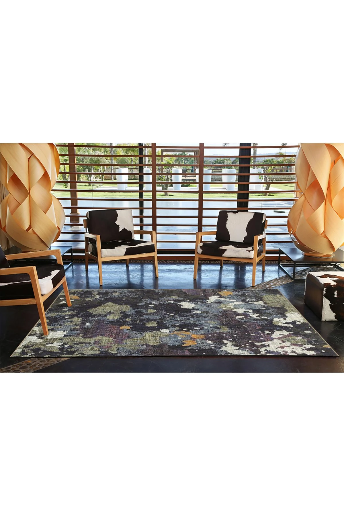 Çok Renkli Soyut Desenli Kreatif Modern Dekoratif Halı 4604