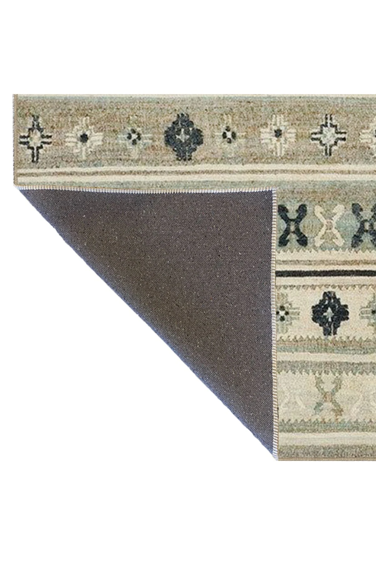 Gri Temalı Motifli Etnik Figür Desenli Vintage Dekoratif Halı 3957