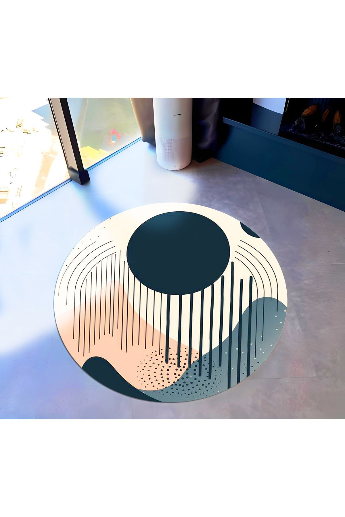 Semih Koleksiyonu Çok Renkli Soyut Geometrik Şekiller Desenli Dokuma Taban Modern Dekoratif Halı 15