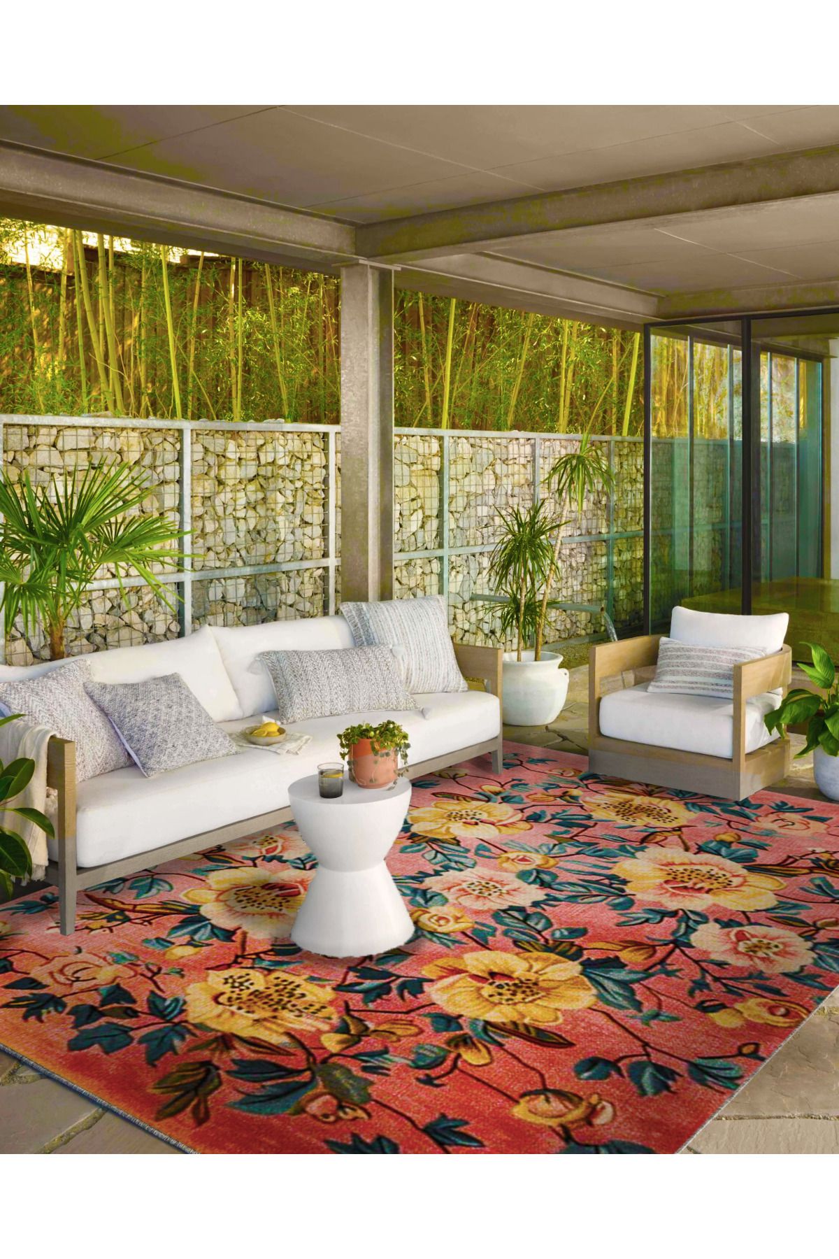 Paris Koleksiyonu Pembe Tema Karma Çiçek ve Gül Desenli Kreatif Modern Dekoratif Halı 111