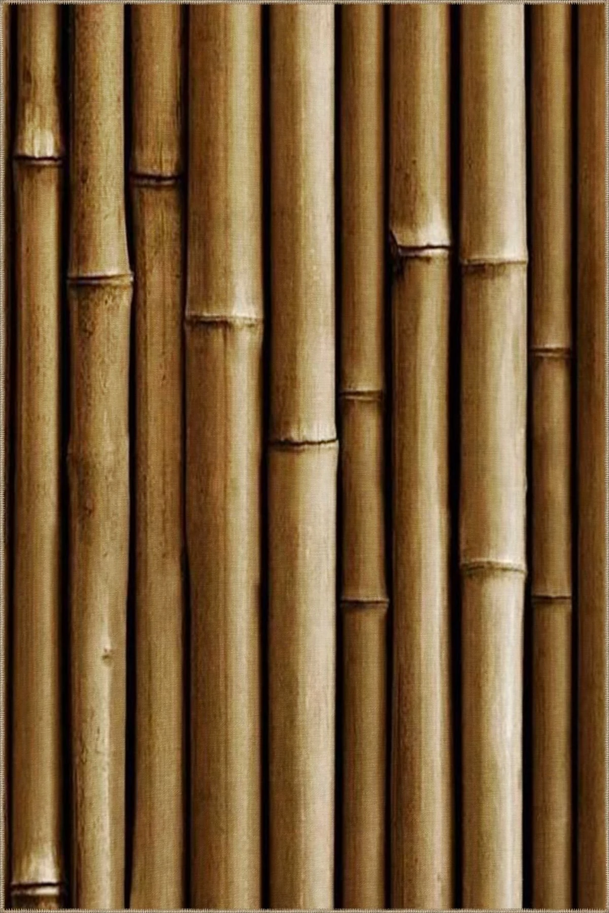 Kahverengi Dikey Bambu Temalı Dekoratif Yıkanabilir Halı miravip9031