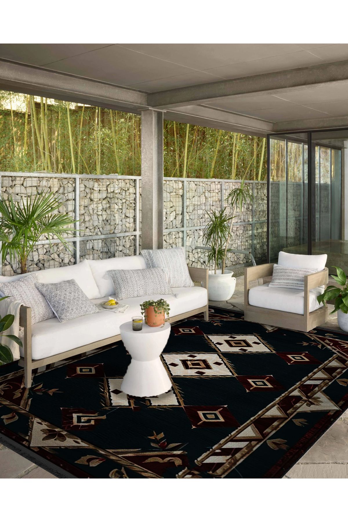 Koyu Yeşil  Antik Tasarım Serisi Bordo Bej Desenli Vintage Dekoratif Halı antik36