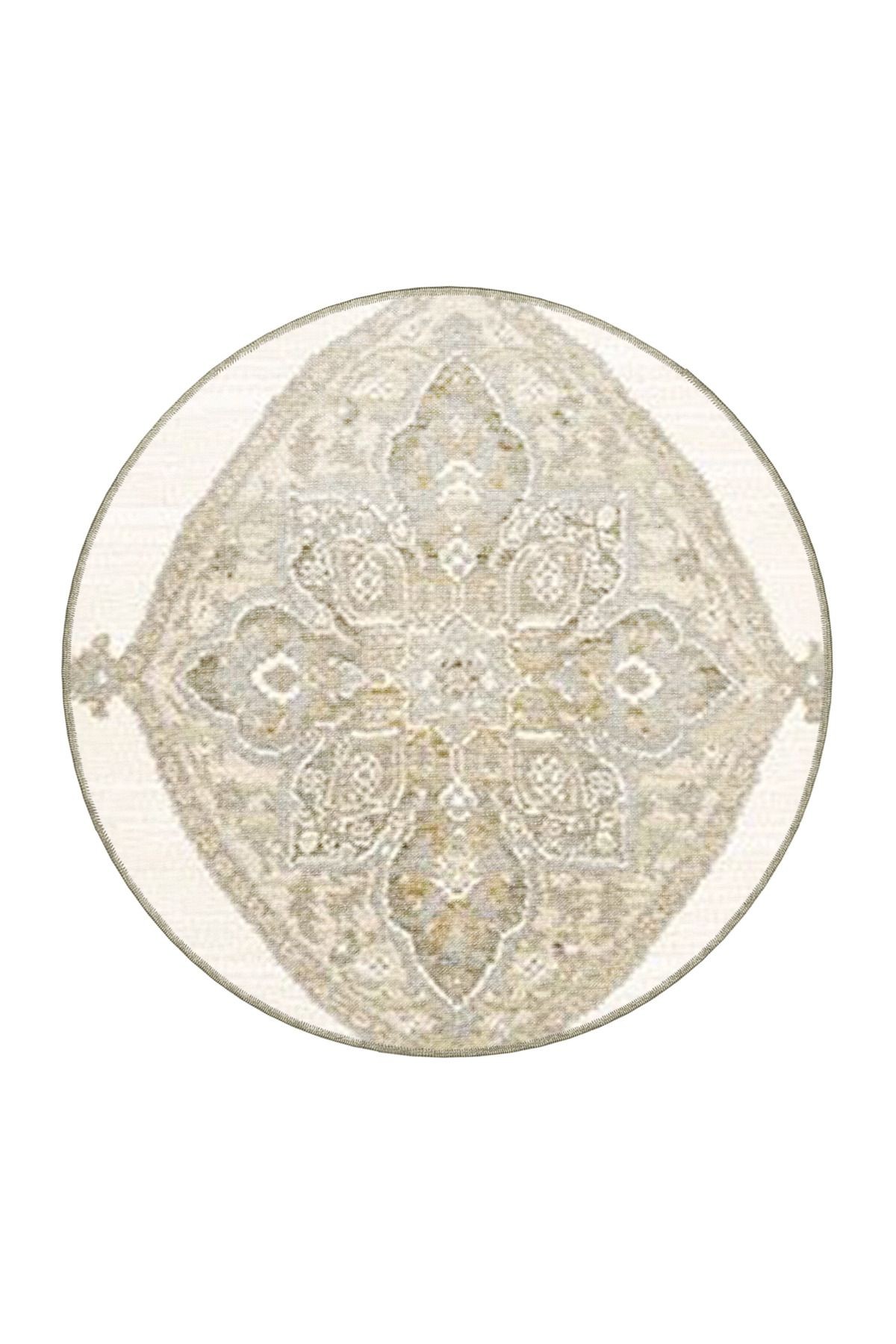 Bej Temalı Geleneksel Motif Etnik Desenli Vintage Dekoratif Halı 4594