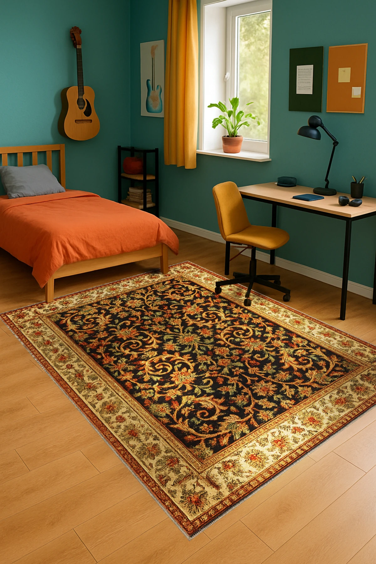 MOSSO Grafiti Motifli Desen Dokuma Taban Vintage Dekoratif Halı mosso907