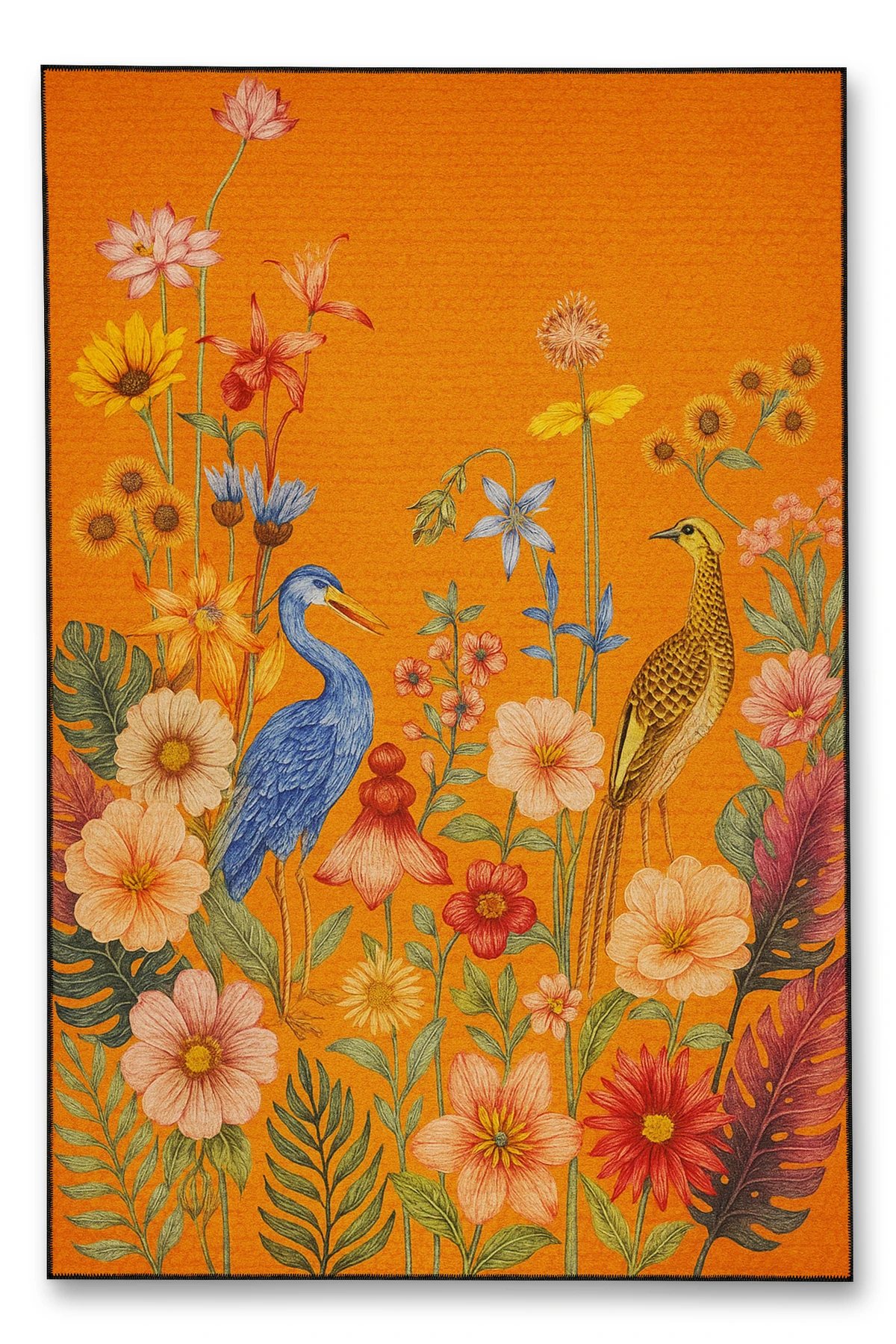 MOSSO Çiçek Motifli Desen Dokuma Taban Vintage Dekoratif Halımosso923