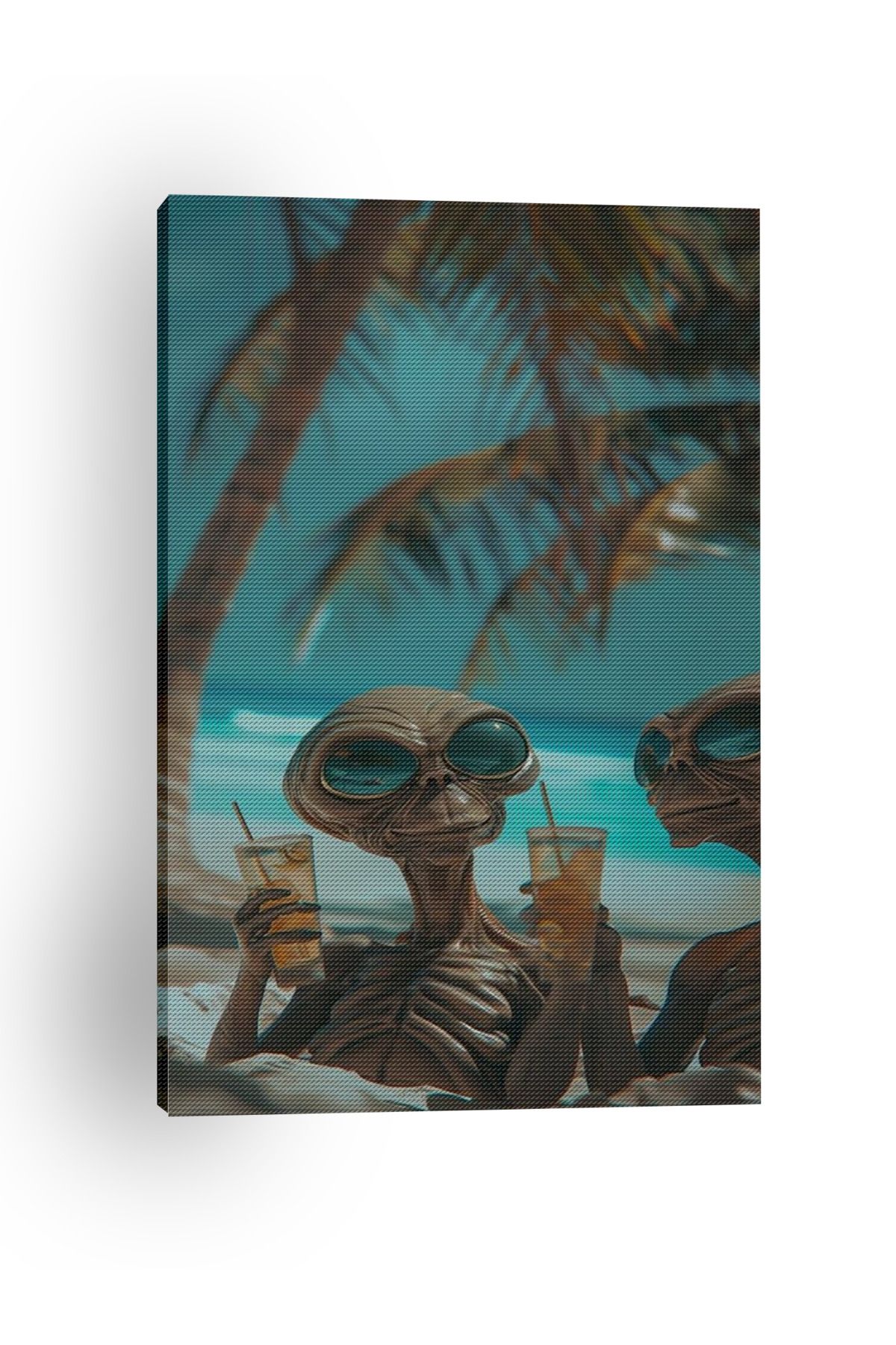 Kanvas Tablo Uzaylı Desenli Temalı Tablo