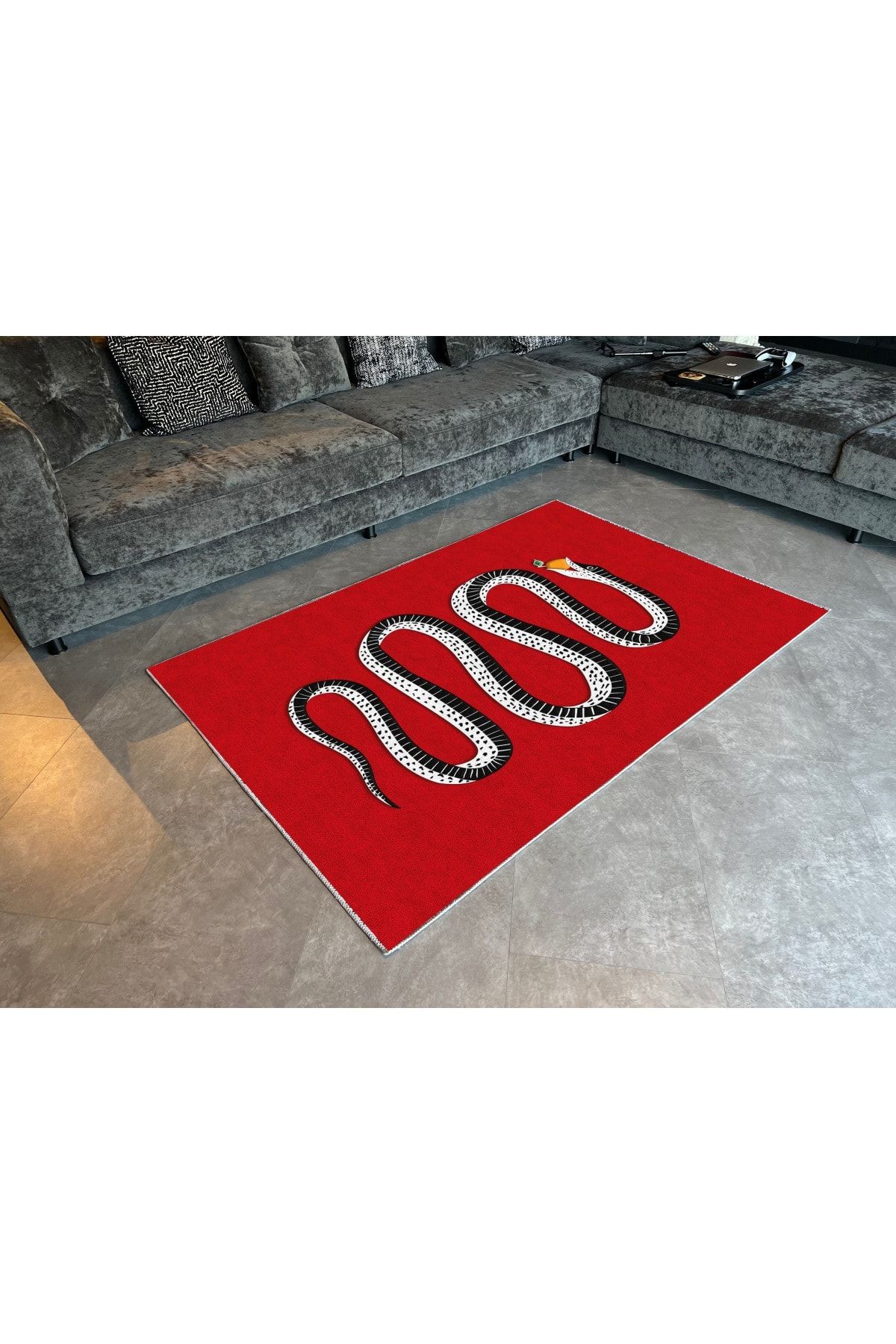 Mira 919 Kırmızı Yılan Temalı Modern Halı