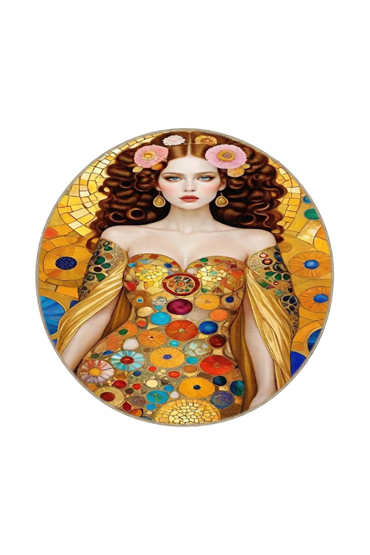 Renkli Kız Desenli Dekoratif Halı miravip749