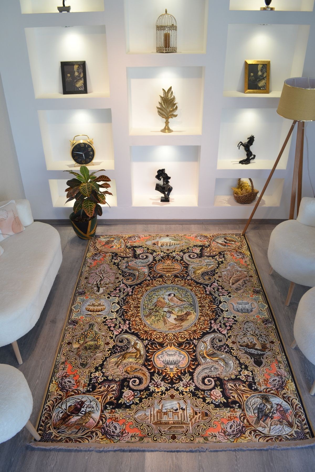 Çok Renkli Geleneksel Motif Etnik Desenli Kreatif Vintage Dekoratif Halı 2588