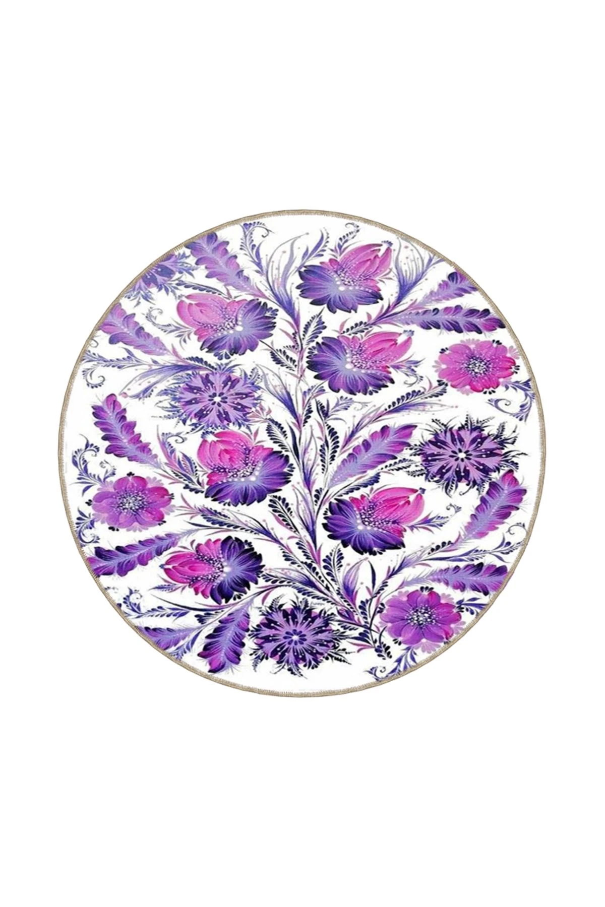 Mavi Mor Renkli Çiçekli Floral Modern Dekoratif Halı miravip164
