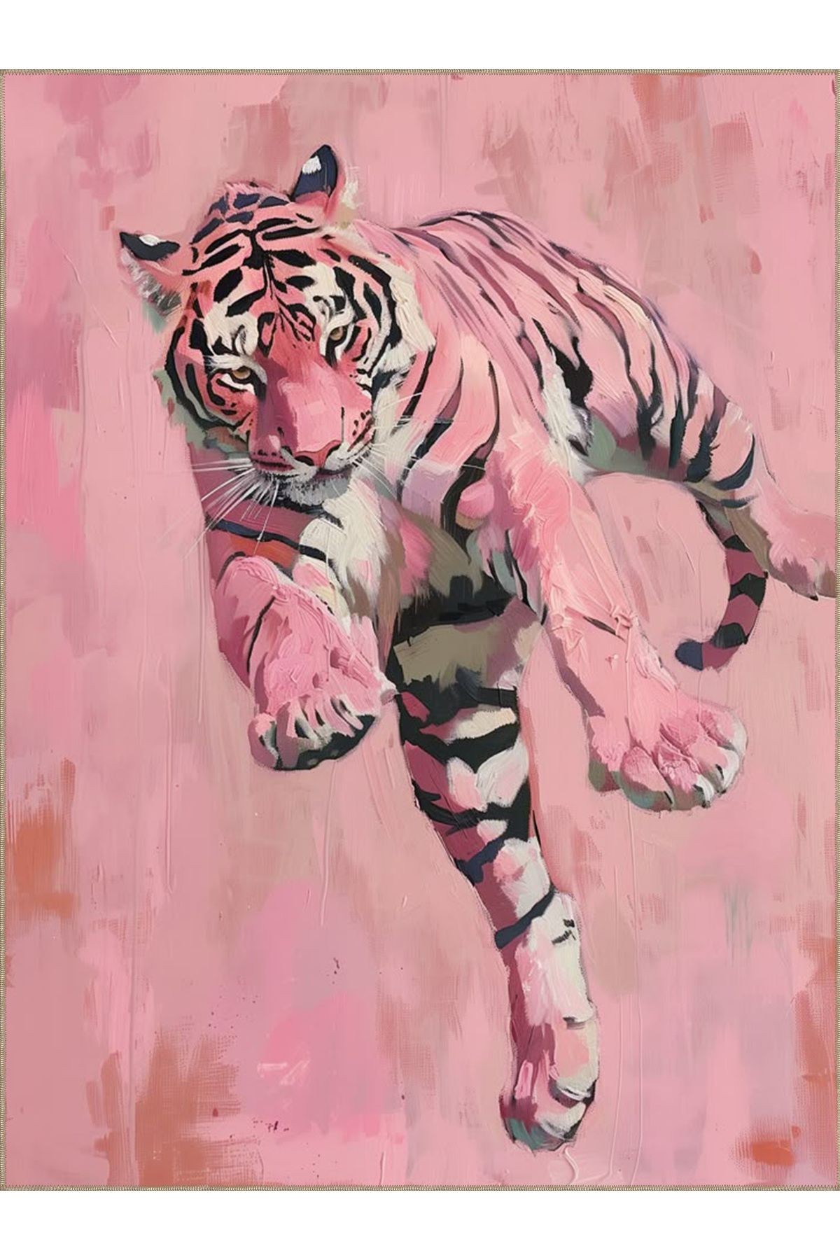 İnci Koleksiyonu Pastel Pembe Tonlu Kaplan Desenli Dokuma Taban Modern Dekoratif Halı inci64