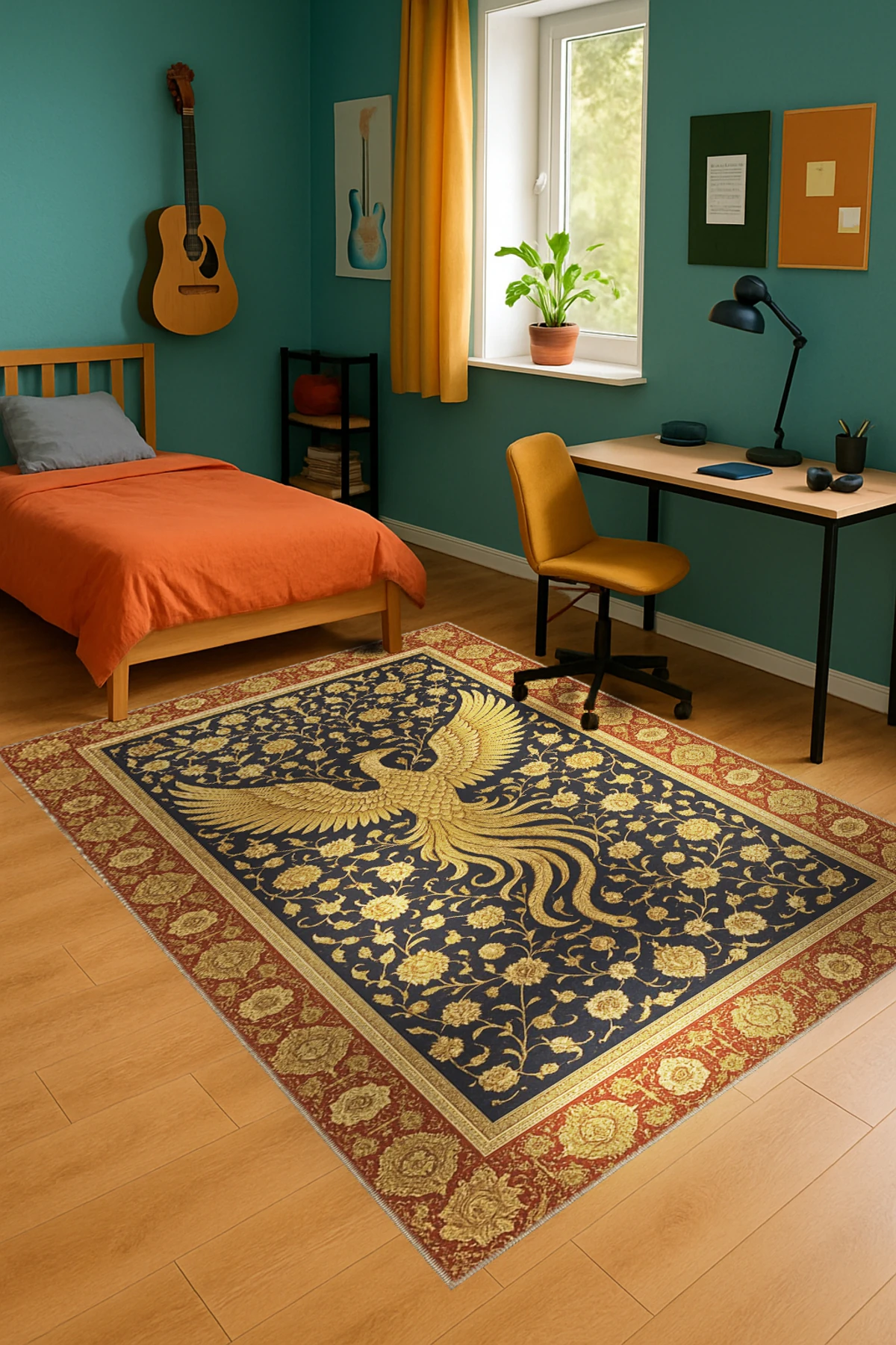 MOSSO Grafiti Motifli Desen Dokuma Taban Vintage Dekoratif Halı mosso906